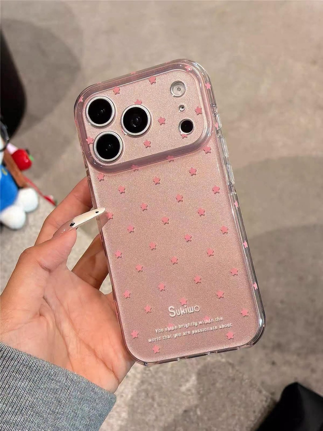 เคสใสลายดาวสีชมพู